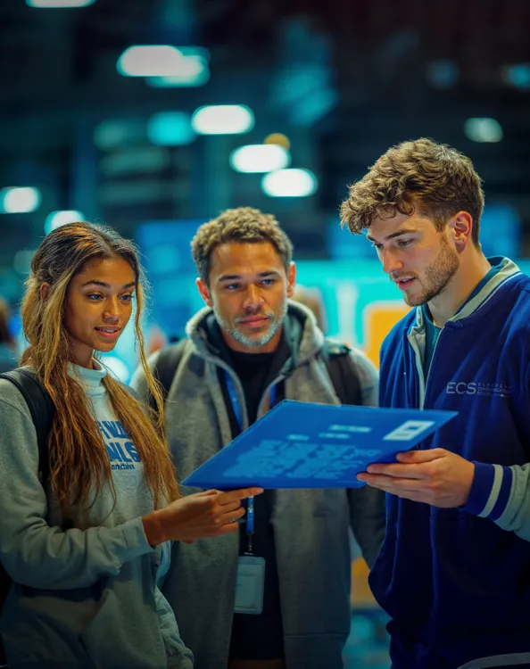 Etudiants consultant les tarifs d'inscription à l'ECS