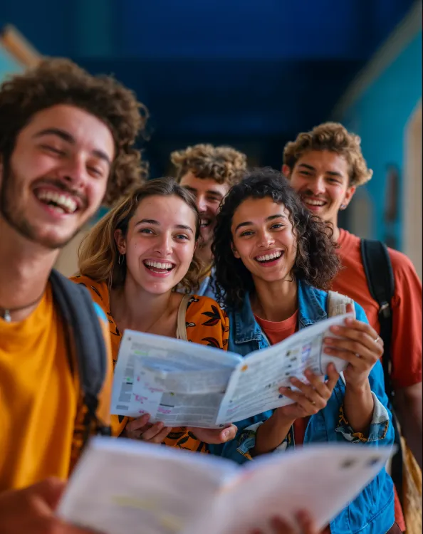 Etudiants de l'ECS avec la brochure
